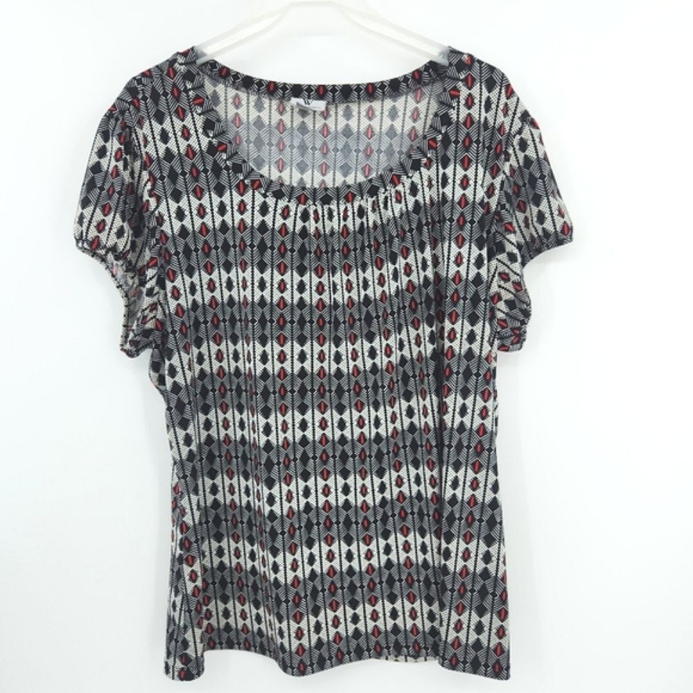 Worthington Stretch Blouse Top Womens Size 2X Puff Cap Sleeve Business Casual
